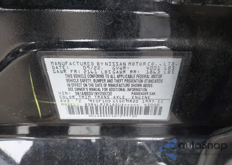 2022 Nissan Sentra Sr Xtronic Cvt из США, поврежденный, VIN 3N1AB8DV1NY299730